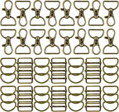 Miniatura 14 de 56 anillos en D para bolsa, bolsa, accesorios para hacer bolsas, hebillas y manualidades (negro, 0.98 pulgadas)