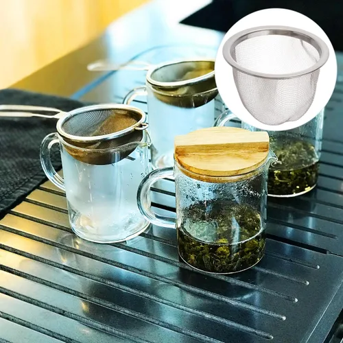 Miniatura 7 de Yardwe Filtro de té de acero inoxidable con filtro de malla fina, infusor de 2.5 pulgadas para preparar té de hojas sueltas en casa u oficina