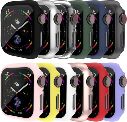 Miniatura 8 de 4 fundas rígidas de policarbonato compatibles con Apple Watch Series 7/8/9 de 1.614 pulgadas con protector de pantalla de cristal, protector Oro