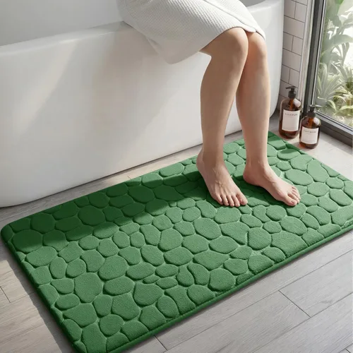 Miniatura 28 de YIHOUSE - Alfombra de espuma viscoelástica para pasillo, alfombras de baño con patrón de adoquín, superabsorbentes, alfombras de baño lavables a