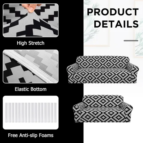 Miniatura 5 de Peryiter Milk Silk Spandex Slipcover Set for Couch Furniture Protector Covers for Sofa Loveseat Couch Arm Chair Form Fit Stretch Wrinkle Proof(2