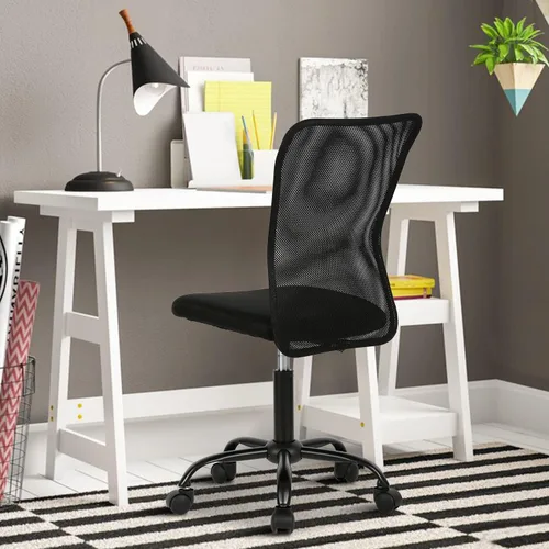 Silla de oficina, silla de escritorio, silla de trabajo con respaldo medio para computadora con altura ajustable y soporte lumbar, asiento giratorio