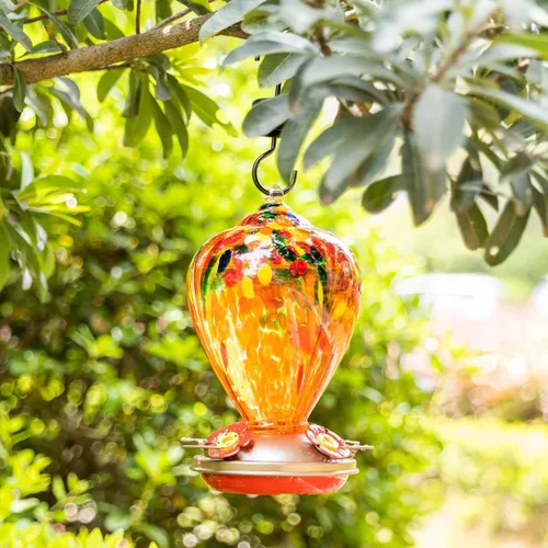Miniatura 2 de Muse Garden Comederos de colibrí para colgar en exteriores, comedero de colibrí de vidrio soplado, regalos de colibrí para mamá, decoración