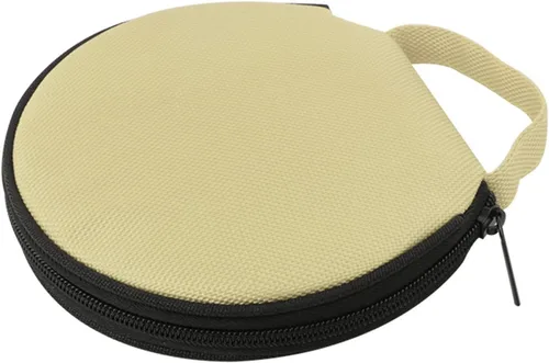 Estuche de almacenamiento para CD/DVD, organizador portátil con cremallera redonda Oxford para CD/DVD, para automóvil, hogar, oficina, viajes (beige)