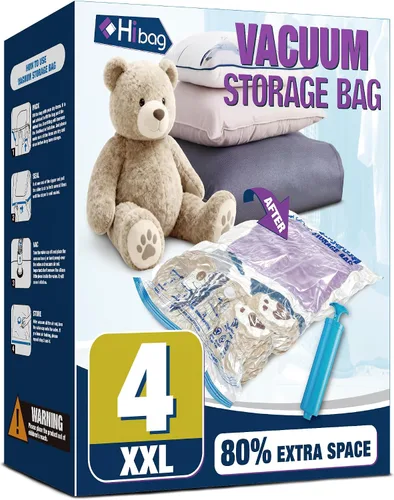 Miniatura 7 de HIBAG Bolsas de Almacenamiento al Vacío con Sellado, 10 Bolsas Jumbo Ahorradoras de Espacio con Sellador al Vacío para Ropa, Edredones, Mantas, Ropa