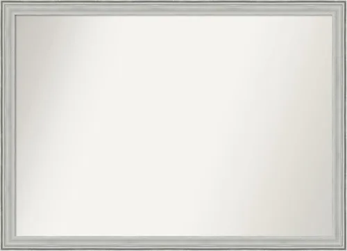 Miniatura 448 de Amanti Art Espejo de baño plateado para sobre fregadero, 25 x 25 pulgadas, espejo de tocador cuadrado estrecho de níquel cepillado, marco de madera