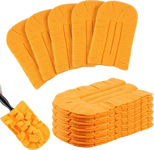 Miniatura 23 de Zubebe 12 piezas de repuesto de plumero de forro polar reutilizables, plumeros planos de plumas, almohadillas de limpieza lavables para múltiples