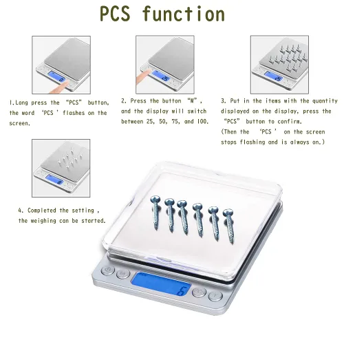 Miniatura 3 de Báscula digital pequeña, 6.6 lbs/0.00 oz, 6.6 libras, báscula de cocina, báscula de alimentos, con pantalla LCD retroiluminada azul, 6