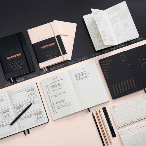 Miniatura 3 de LEUCHTTURM1917 The Official Bullet Journal Edition 2 - Cuaderno construido para BuJo, tamaño mediano A5 204 páginas de papel de 4.23 oz/m², con guía