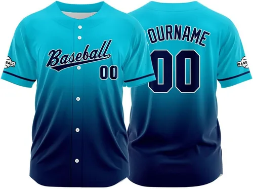 Miniatura 21 de Camiseta de béisbol con degradado personalizado, nombre, número y logotipo personalizados para hombres, mujeres y niños