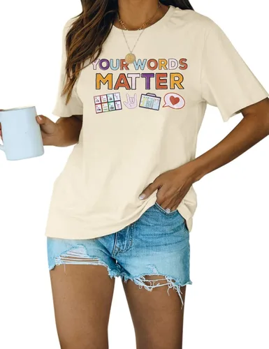 Miniatura 4 de Camiseta con texto en inglés "Your Words Matter", camiseta para profesora de educación especial, camiseta con gráfico inspirador