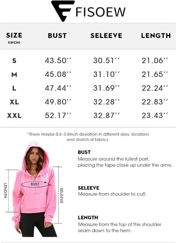 Miniatura 5 de Sudaderas con capucha para mujer, media cremallera, con forro polar, cuello con cremallera, sudaderas recortadas de manga larga