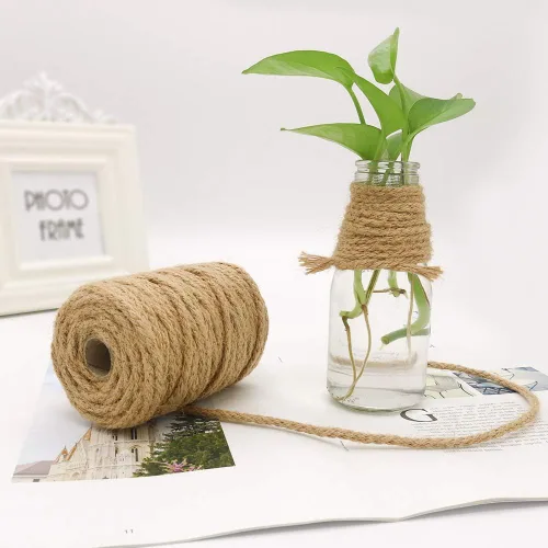Miniatura 8 de Tenn Well Cordel de yute de 0.197 in, cuerda natural trenzada de 100 pies, cordel grueso para manualidades, envoltura de regalos, jardinería
