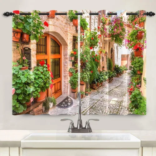 Miniatura 171 de Cortinas japonesas con pintura de tinta, monte Fuji, sol rojo, puesta de sol, hojas de bambú, cortinas de ventana para dormitorio, sala de estar