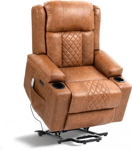 Miniatura 8 de Silla reclinable eléctrica para personas mayores con masaje por vibración y calefacción lumbar, sofá individual eléctrico de piel sintética
