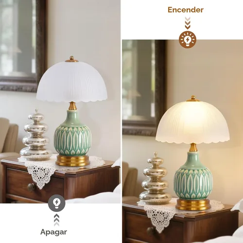 Miniatura 7 de Lámpara Vintage para Sala de Estar, Lámparas de Mesa de Cerámica Modernas de 16" para Dormitorio, Lámparas Tradicionales Retro de Mesita de Noche