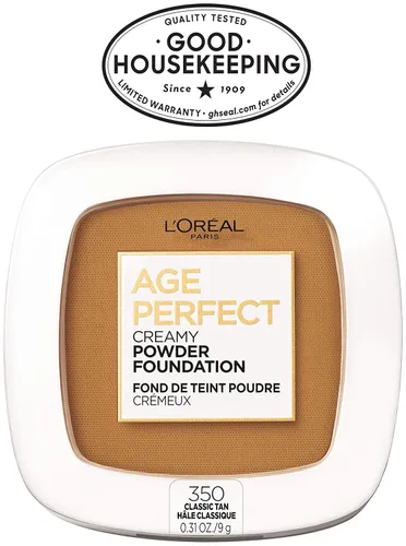 Miniatura 8 de L'Oréal Paris Age Perfect Creamy Powder Foundation Compact, 350 Classic Tan, 0.31 onzas Tan clásiico