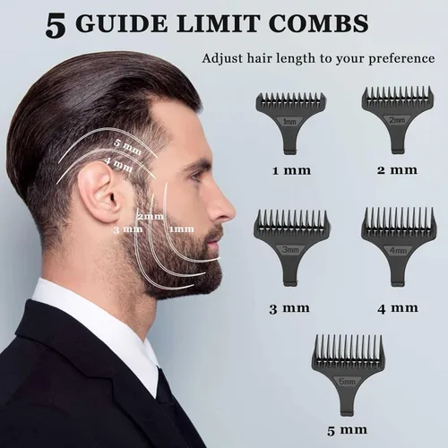 Miniatura 5 de KEMEI 3023-702 - Cortadora de pelo y barba para hombres, 9000 RPM sin huecos para barberos con cuerpo de metal completo, cortapelos profesional