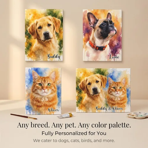 Miniatura 4 de Custom Pet Portrait from Photo Watercolor Painting, Personalized Dog Mom Gifts for Women, Pet Memorial & Loss of Dog Sympathy Gift, Custom Dog & Cat