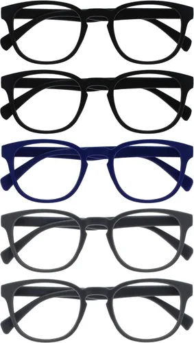 Miniatura 8 de OPULIZE Gafas de lectura POP y lentes de sol de lectura para mujeres y hombres, marco redondo mate resistente a los arañazos con bisagras de Paquete