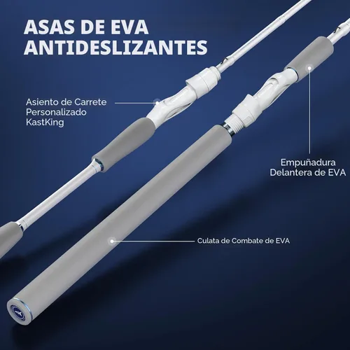 Miniatura 4 de KastKing Centron Lite Set de 2 cañas de pescar de grafito IM6/guías de acero inoxidable con anillos de cerámica/asas contorneadas de EVA/talón
