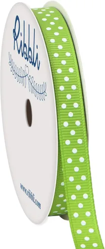 Miniatura 5 de Ribbli Cinta de grogrén para manualidades, carrete de 3/8 pulgadas, 10 yardas, narciso amarillo con puntos blancos, uso para envolver regalos