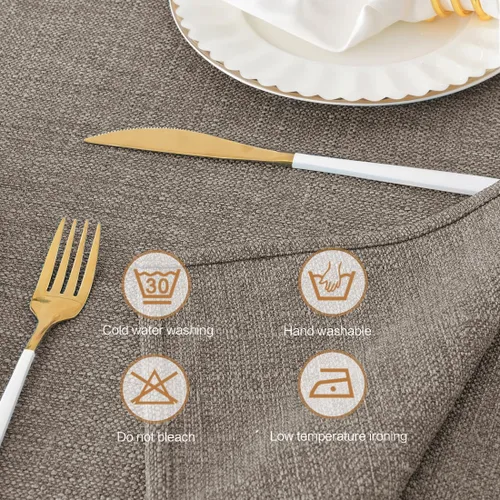 Miniatura 115 de Mantel para mesa rectangular de 55x71 pulgadas, de lino sintético, resistente a las arrugas e impermeable, color beige, para cocina, comedor
