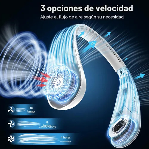 Miniatura 4 de Hotsales Ventilador de cuello, manos libres, sin aspas, portátil, recargable, funciona con batería de 6000 mAh, ventilador personal portátil