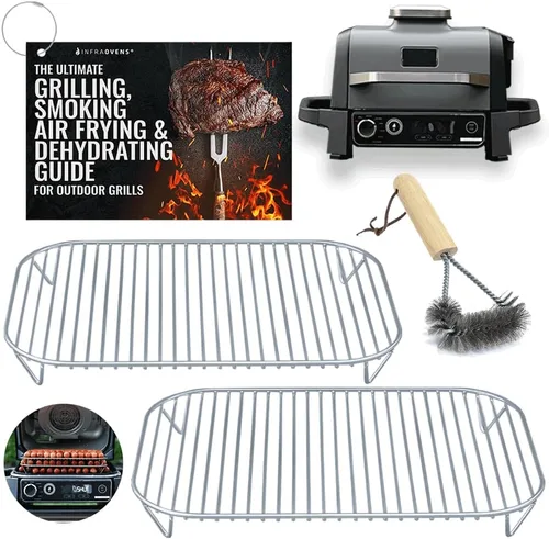 Juego de estante de acero inoxidable para parrilla y ahumador Ninja Woodfire al aire libre con guía de cocina impermeable, accesorio OG701 OG751 7