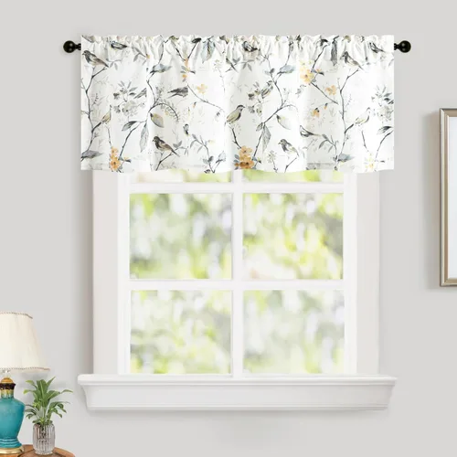 Miniatura 19 de Leeva - Cortinas pequeñas con estampado de pájaros, 24 pulgadas de largo, conjunto de paneles para ventanas, diseño de estampado de pájaros