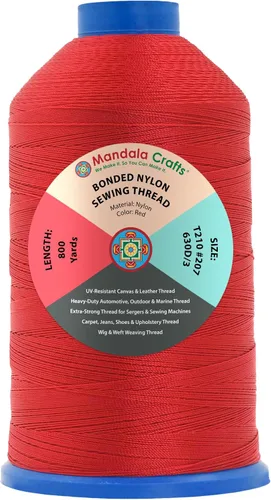 Miniatura 37 de Mandala Crafts - Hilo de nailon para coser cuero, tapicería, mezclilla y para trenzar el pelo; resistente, 1500 yardas, tamaño 69 T70 Marrón