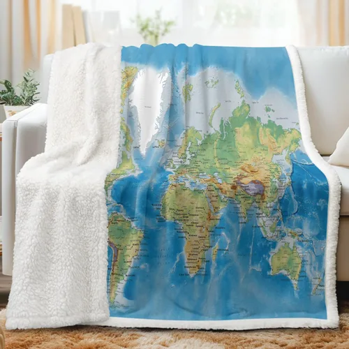 Miniatura 10 de Sleepwish Manta Sherpa con mapa del mundo antiguo para bebé (30 x 40 pulgadas), manta de forro polar retro vintage, acogedora manta de felpa