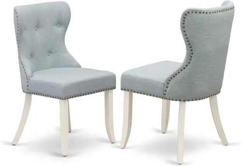 Miniatura 4 de East West Furniture Hartland - Juego de comedor de 3 piezas para espacios pequeños contiene una mesa de comedor redonda con pedestal y 2 sillas
