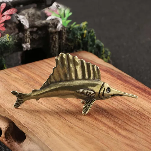 Miniatura 2 de Gold Decorated Bronze Fish Statue - Zen Meditation Decoration for Living Room, Spa, Yoga Studio Center Decor