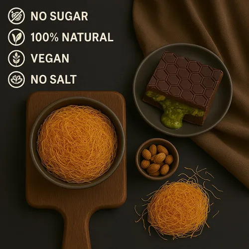 Miniatura 5 de BAYKUL Kataifi Pastelería para chocolate Dubai, masa crujiente de fillo triturada Kadayif horneada, lista para usar (1.1 lb (500 gr), horneada)
