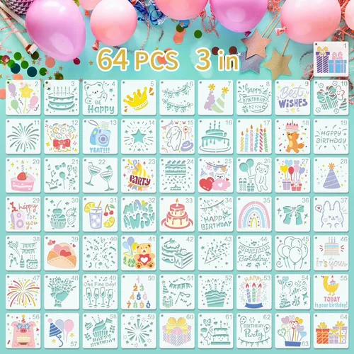 Miniatura 9 de Plantillas de flores para pintar, 64 piezas de plantillas de 3 pulgadas para manualidades, plantillas para pintura en rocas, plantillas de plástico