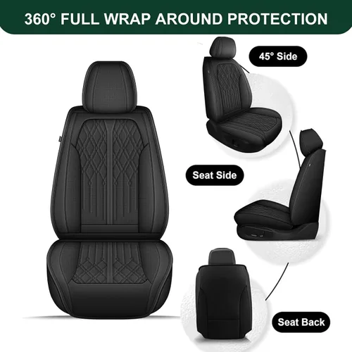Miniatura 7 de DISUTOGO Funda de asiento de automóvil para Cadillac ATS 2013-2018, juego completo de fundas de asiento de cuero sintético, impermeables