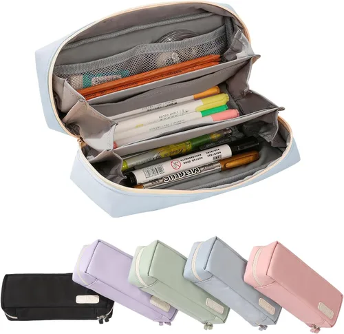 Miniatura 10 de QIANPA - Estuche organizador pequeño con cremallera, bolsa ligera estética, bolsa negra para hombres y mujeres