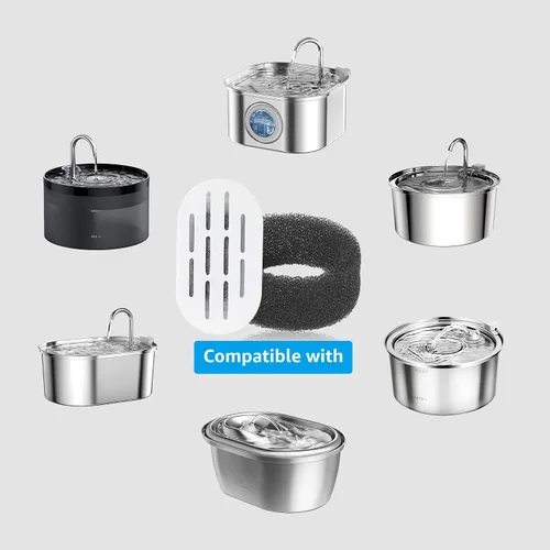 Miniatura 2 de Filtros de fuente de agua para gatos, paquete de 16 filtros de fuente para gatos, filtros de repuesto para fuente de agua de acero inoxidable