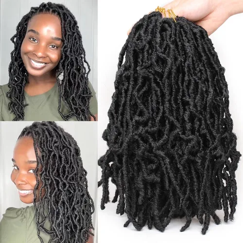 Miniatura 25 de Leeven - 6 paquetes de 21 mechones de cabello largo trenzado para mujer, trenzas de ganchillo sintético de cabello rizado desordenado estilo Rastas