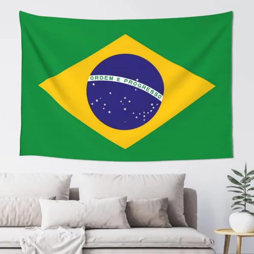 JUHIOPOI Tapiz de bandera de Brasil, decoración de pared, tapices artísticos para colgar en la pared, tapiz de pared para dormitorio, sala de estar,