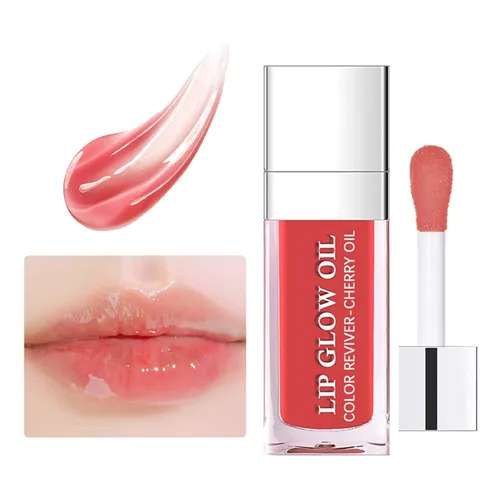 Aceite de brillo labial, aceite hidratante para labios tintado, bálsamo labial transparente, brillo labial voluminoso, aceite labial transparente