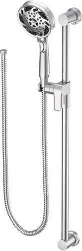 Moen 3670EP - Ducha de mano masajeadora de 5 funciones con pausa de palanca, incluye barra deslizante de 30 pulgadas y manguera de 69 pulgadas,