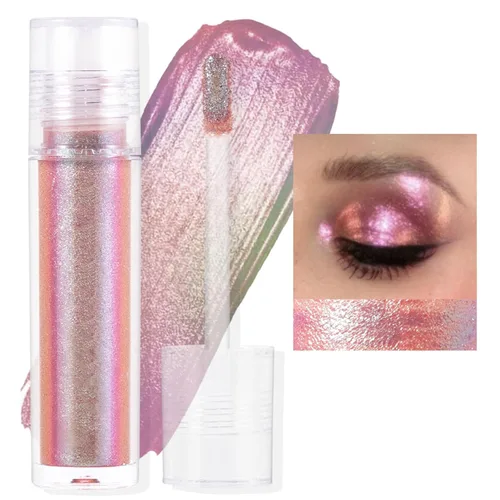 Grospe Sombra de ojos líquida con purpurina, holográfica vibrante que cambia de color, de larga duración, suave cremosa, altamente pigmentada, 01