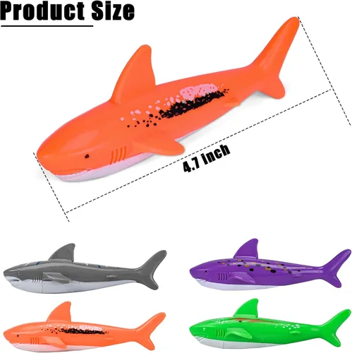 Miniatura 7 de Juguete de piscina de buceo bajo el agua, lanzamiento, torpedo, tiburón, paquete de 4