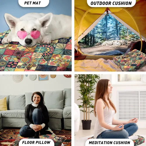 Miniatura 7 de Cojín de meditación con mandala, tapete de meditación bohemio, almohadas de meditación para sentarse en el suelo, cojines para sentarse en casa y al