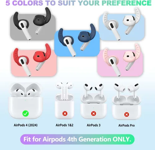 Miniatura 7 de 5 pares de ganchos para las orejas para auriculares AirPods 4, funda deportiva antideslizante para las orejas AirPod 4, silicona suave, accesorios