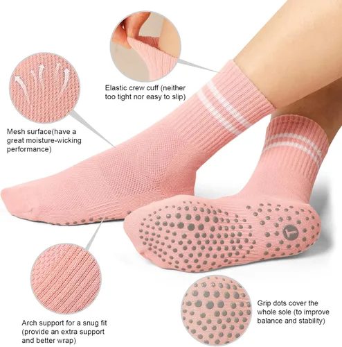 Miniatura 2 de Toes Home Calcetines de agarre para mujer, calcetines antideslizantes para pilates, yoga, calcetines para barre hospital, entrenamiento, calcetines