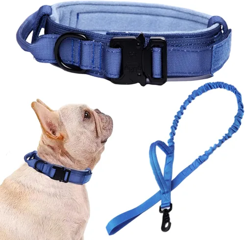 Miniatura 45 de Collar táctico para perro, ajustable, militar, de nailon, con asa de control y hebilla de metal resistente para perros medianos y grandes (negro, S)