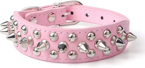 Miniatura 8 de Collares de piel sintética ajustable con remaches y tachuelas de hongos para gatos, cachorros, perros